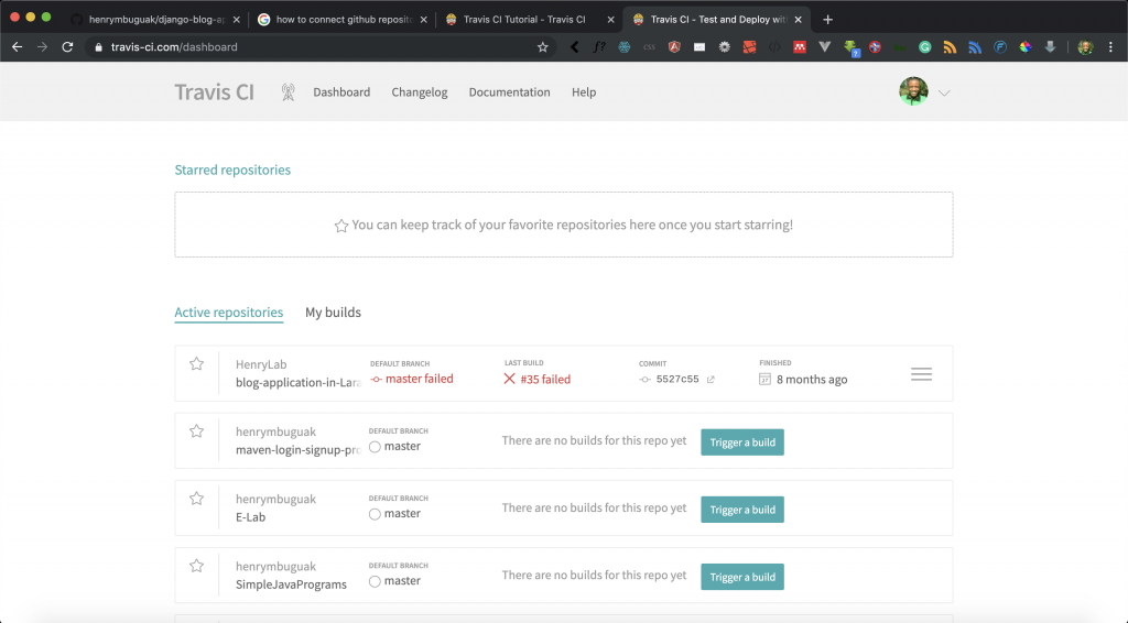 Travis Dashboard