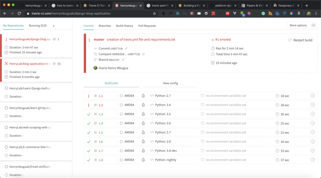 Drilling on Travis CI Error